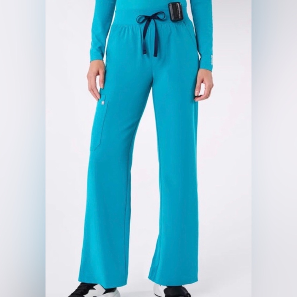 FIGS Teal Isabel Wide Leg Scrub Pants Large Petite